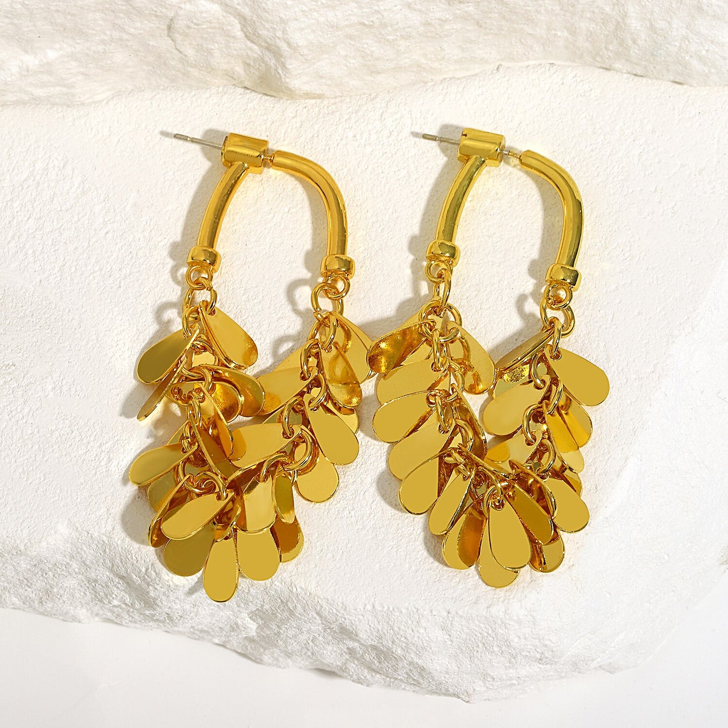 Lucia Gole: Fashion Water Drop Sequins Tassel Earrings - Lucia Gole