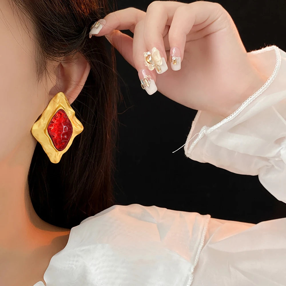 Lucia Gole: Vintage Rhombic Rhinestone Stud Earrings - Lucia Gole