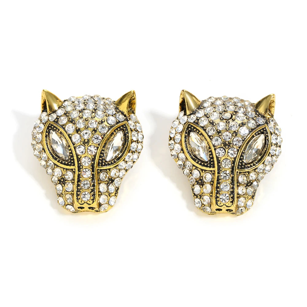 AENSOA Classic Leopard Crystal Big Stud Earrings for Women Fashion Delicate Jewelry Punk Style 18K Gold Plated Animal Earrings - Lucia Gole