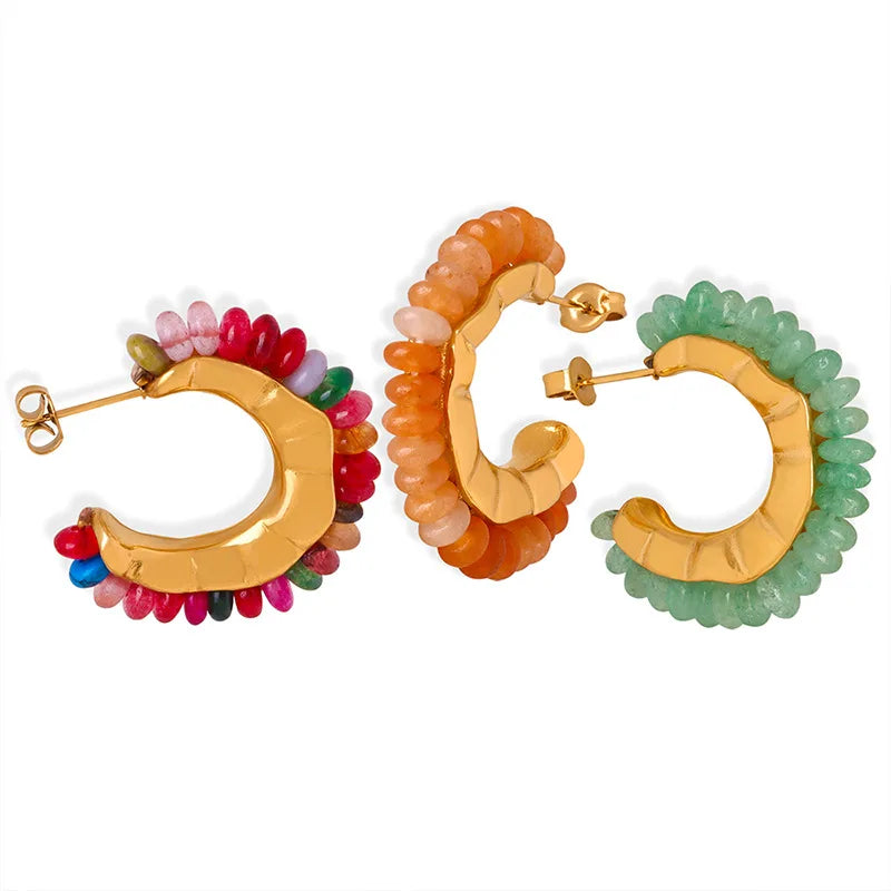 Lucia Gole - Beaded Gold Hoop Earrings