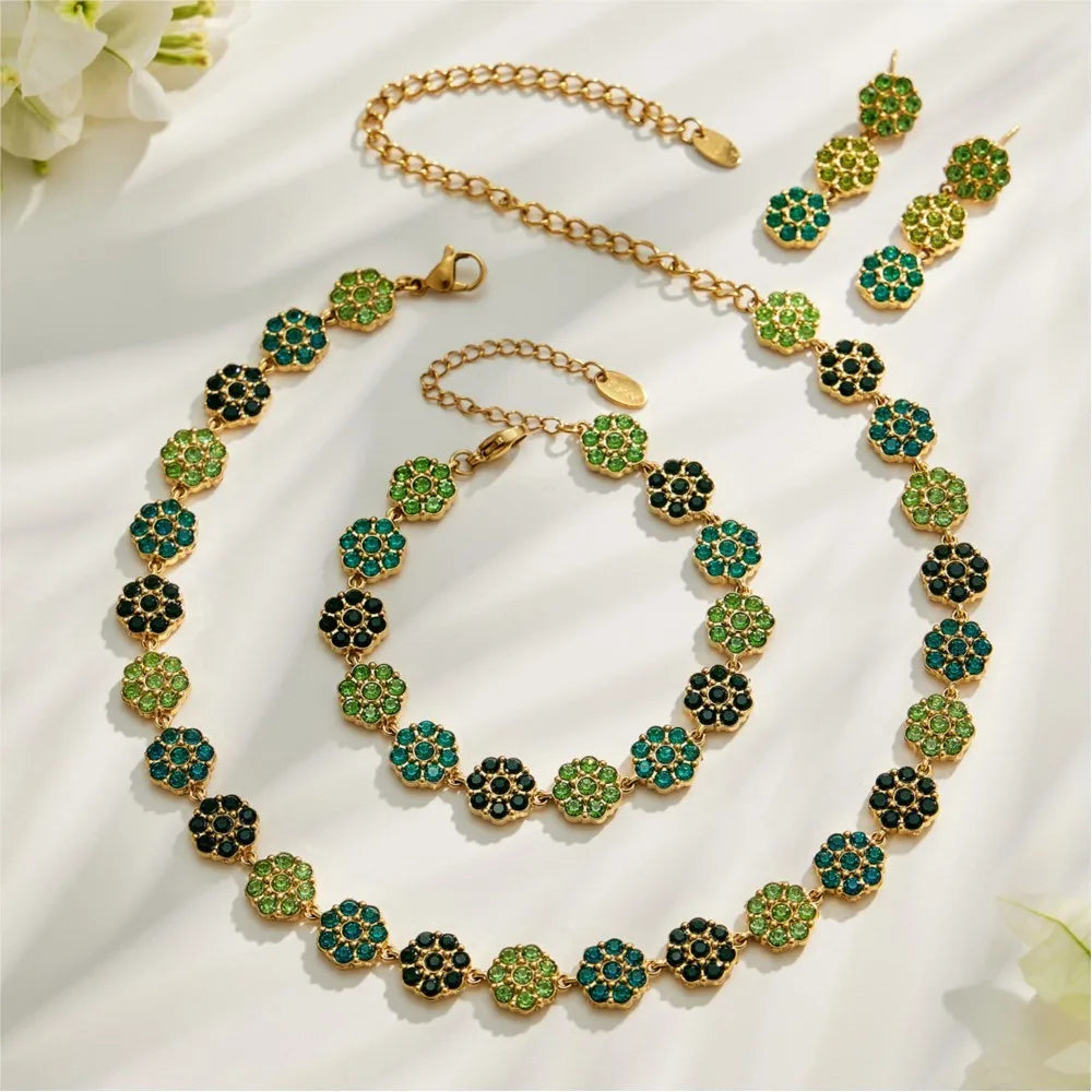 Lucia Gole Multicolour Crystal Flower Jewellery Set