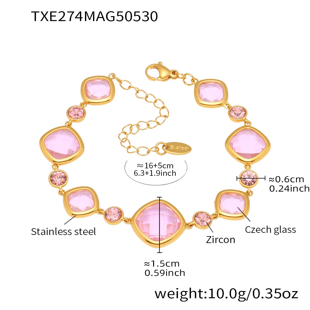 Lucia Gole Oval Czech Crystal Bracelet – 18K Gold Plated Stainless Steel Luxury Jewelry