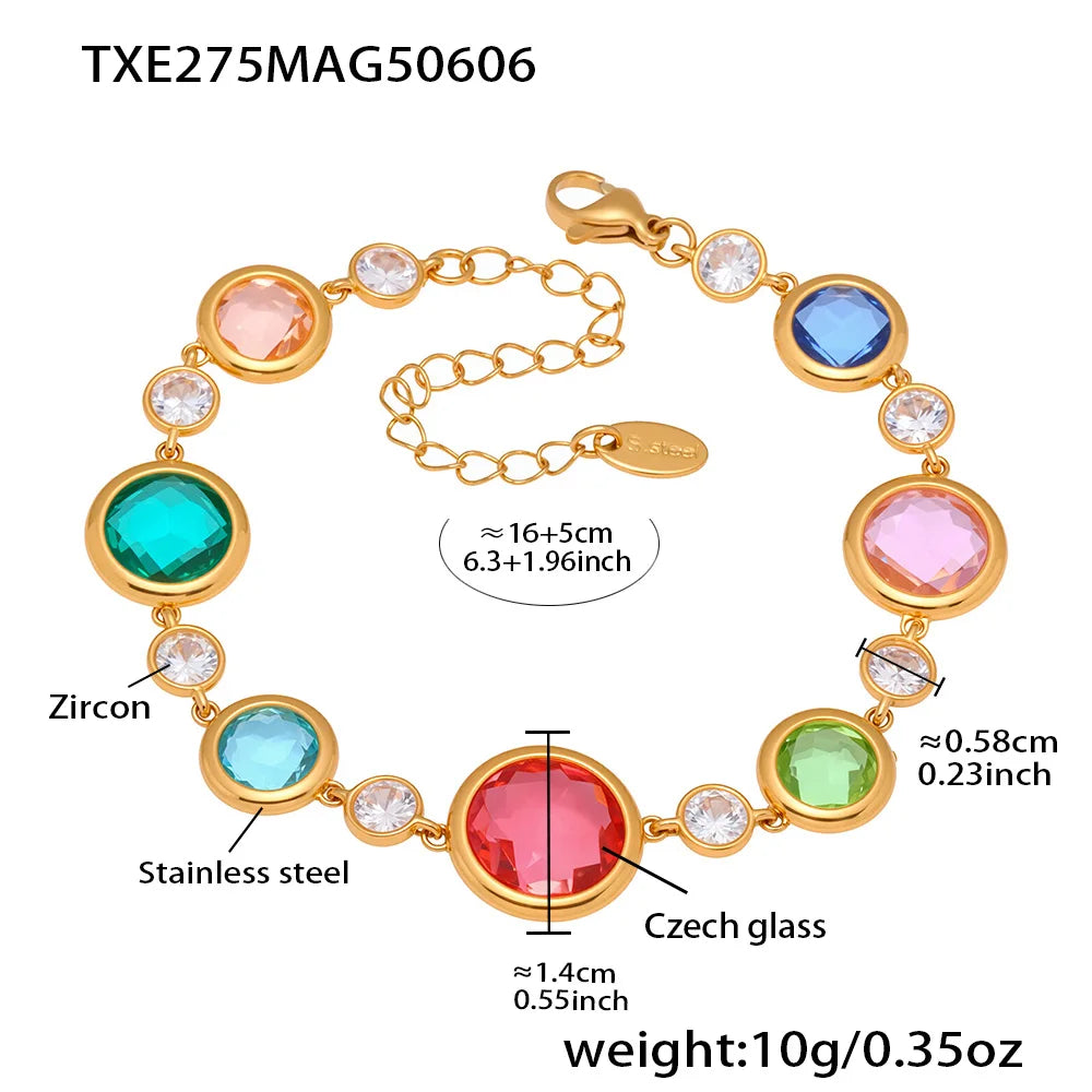Lucia Gole Oval Czech Crystal Bracelet – 18K Gold Plated Stainless Steel Luxury Jewelry