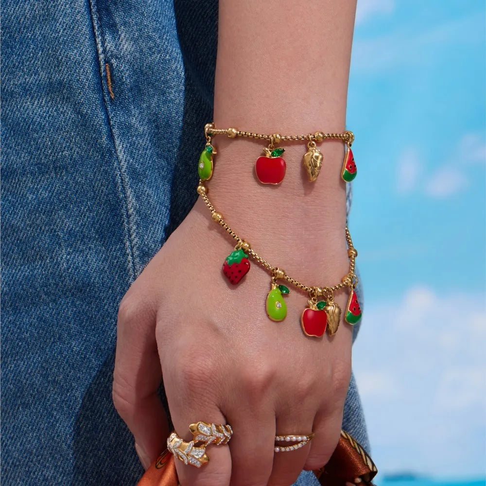 Lucia Gole - Fruit Charm Gold Necklace & Bracelet Set