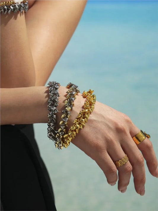 Lucia Gole Two-Tone Heart Charm Bracelet – Plated Stainless Steel