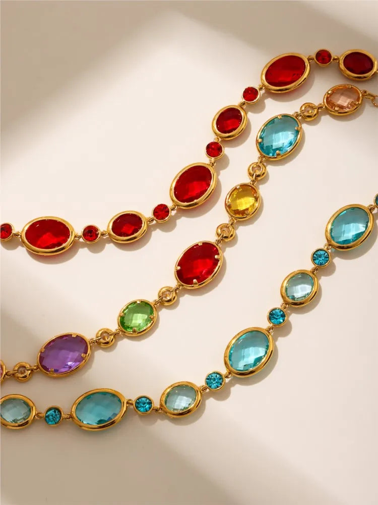 Lucia Gole Oval Czech Crystal Bracelet – 18K Gold Plated Stainless Steel Luxury Jewelry