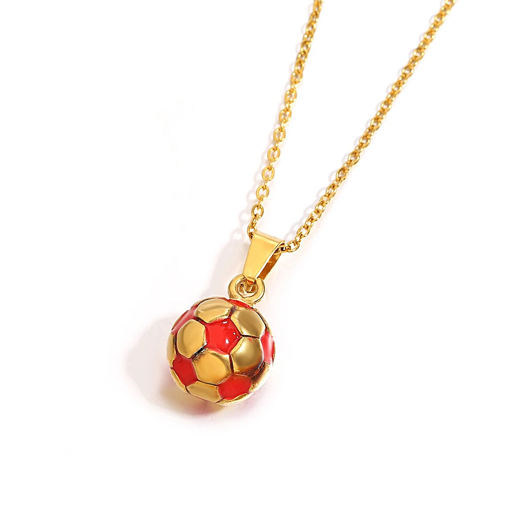 Lucia Gole: Stainless Steel Football Pendant Necklace - Lucia Gole