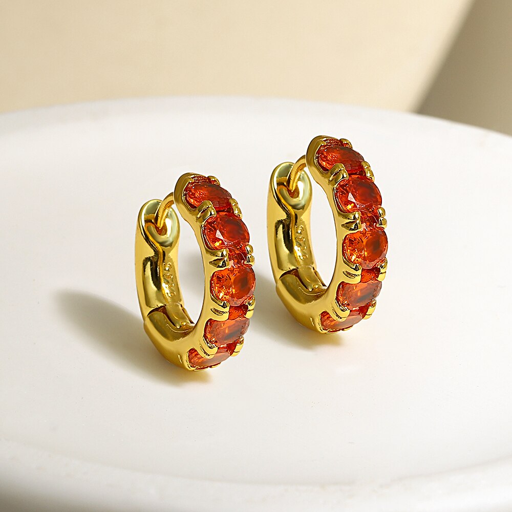 Lucia Gole: Gold Color Zircon Small Hoop Earrings - Lucia Gole