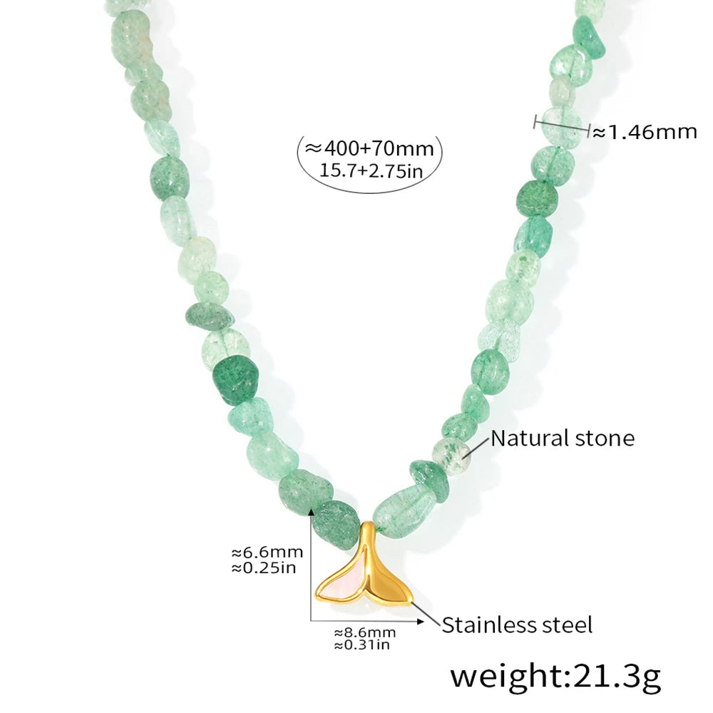 Lucia Gole - Green Beaded Necklace with Gold Pendant