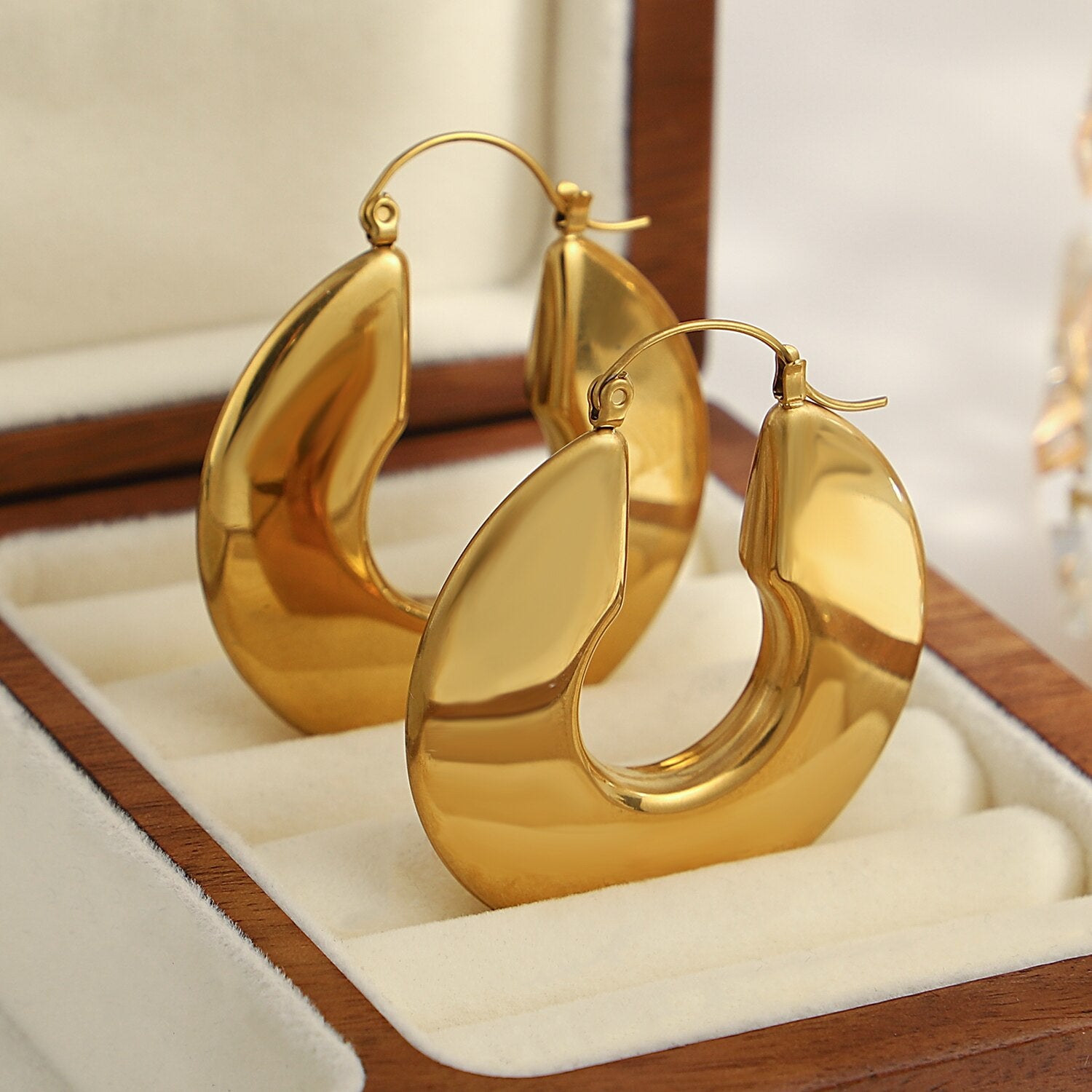 Lucia Gole Stainless Steel Gold Color Chunky Hoop Earrings - Lucia Gole