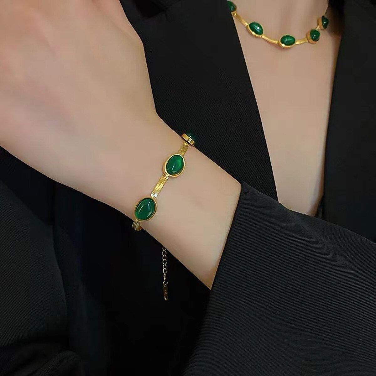 Lucia Gole Emerald Necklace & Bracelet Set - Lucia Gole