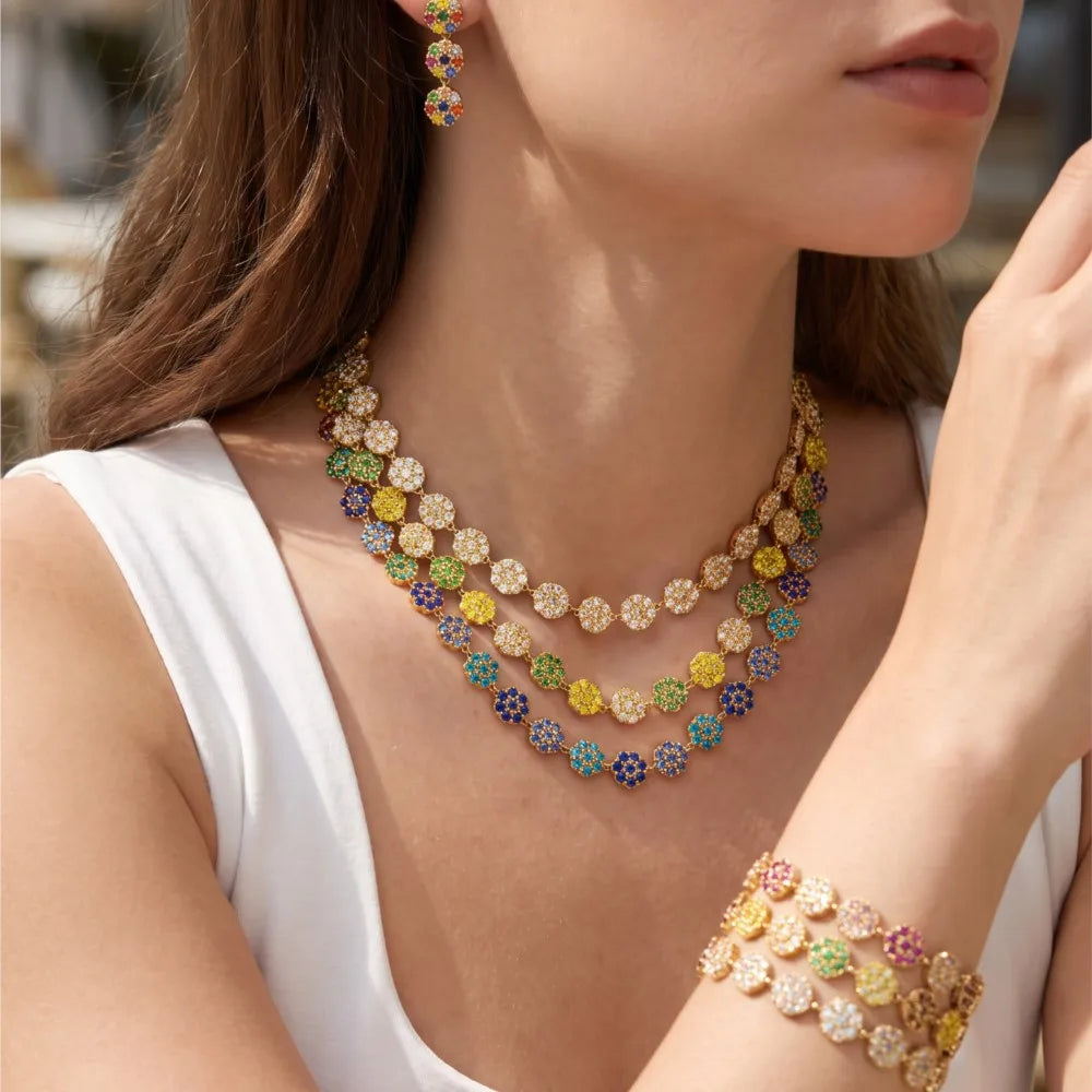 Lucia Gole Multicolour Crystal Flower Jewellery Set