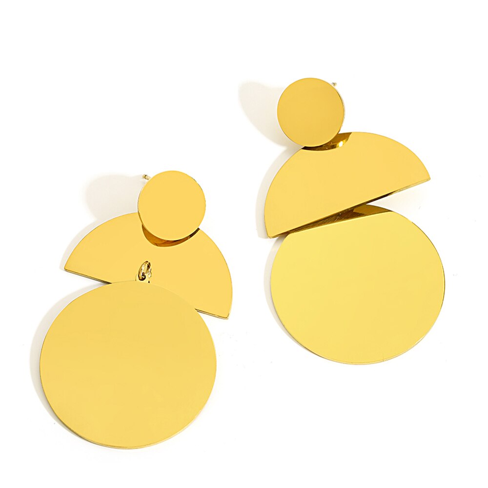 Lucia Gole: Gold Color Geometric Drop Earrings - Stainless Steel - Lucia Gole