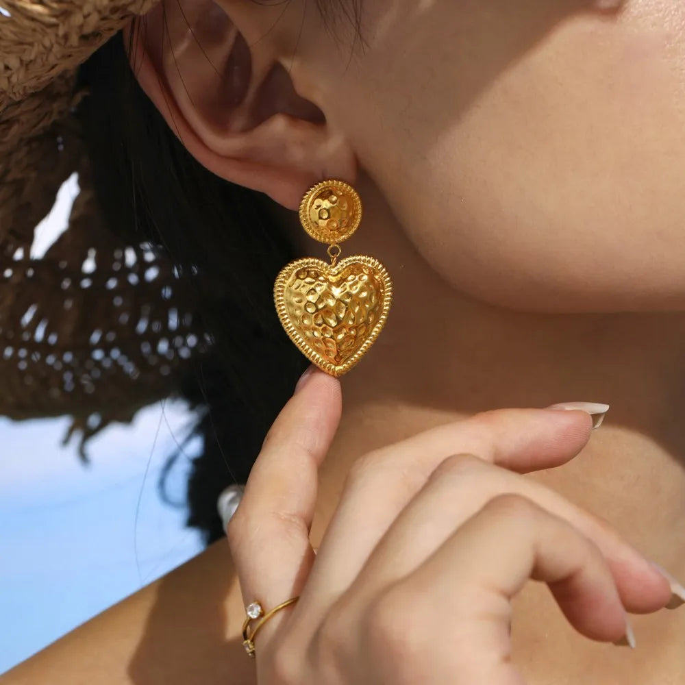 Lucia Gole Two-Tone Hammered Heart Drop Earrings