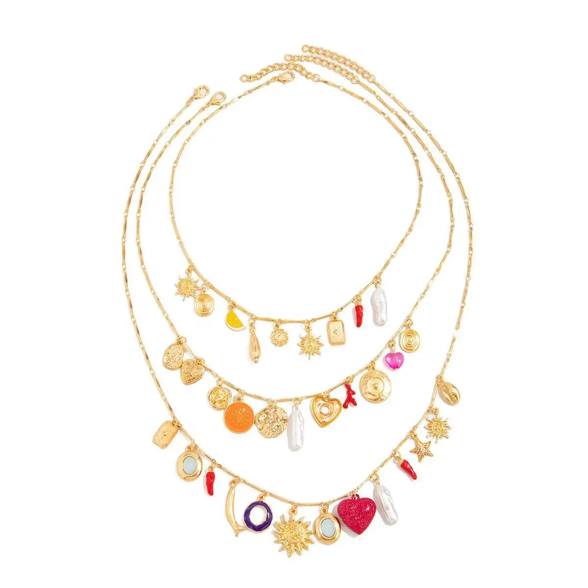 Lucia Gole – 3-Piece Sun & Love Heart Tassel Pendant Necklace