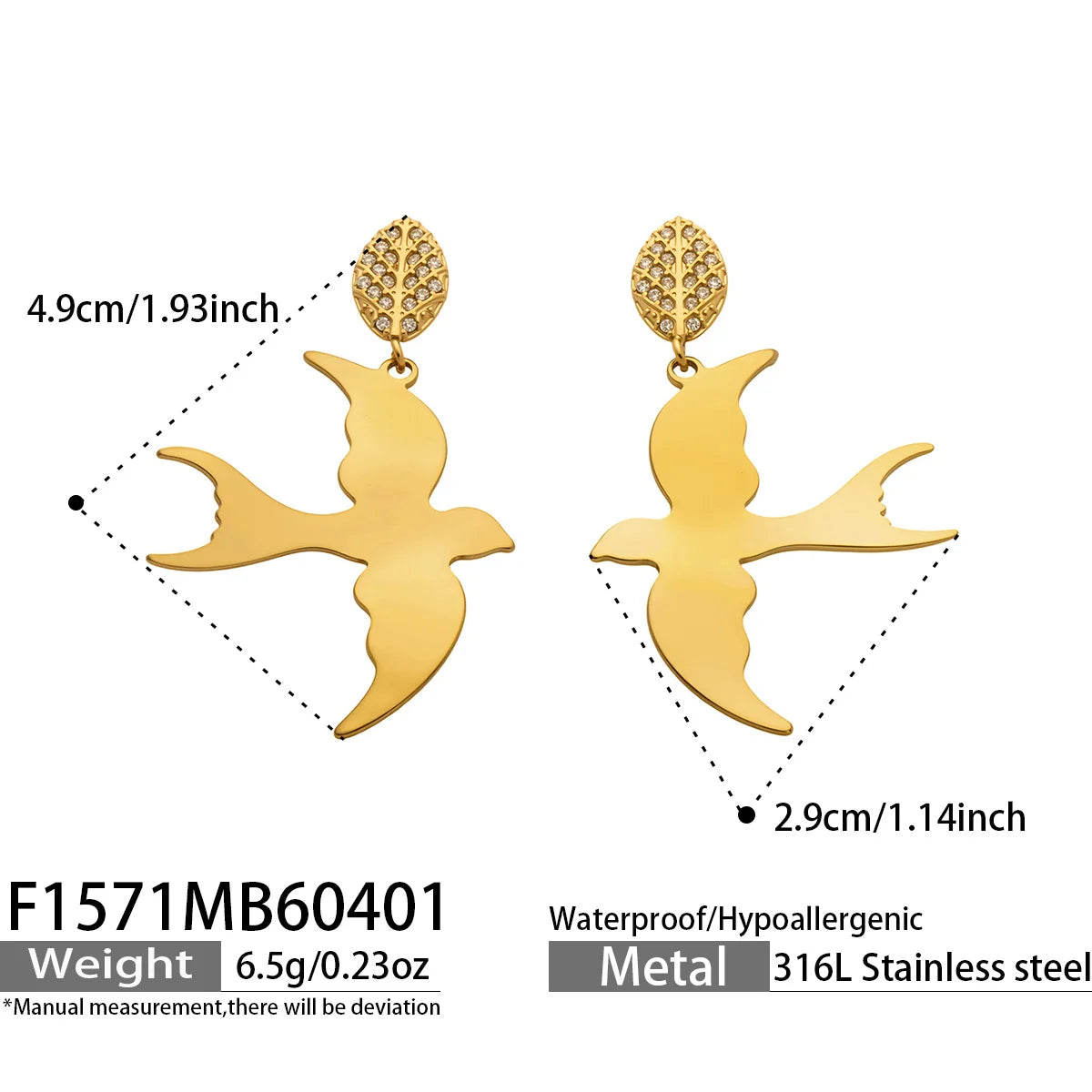Lucia Gole - Bird Drop Earrings