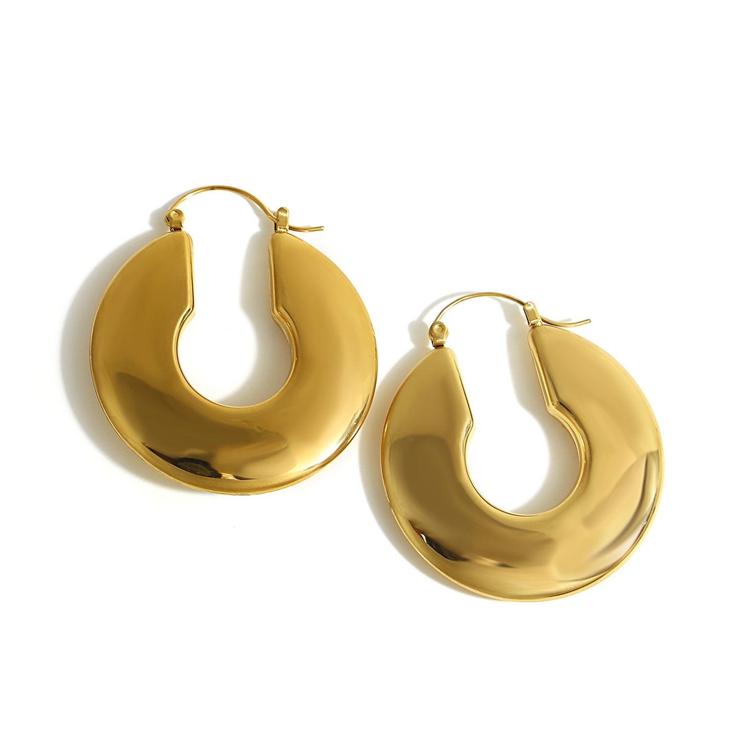 Lucia Gole Stainless Steel Gold Color Chunky Hoop Earrings - Lucia Gole