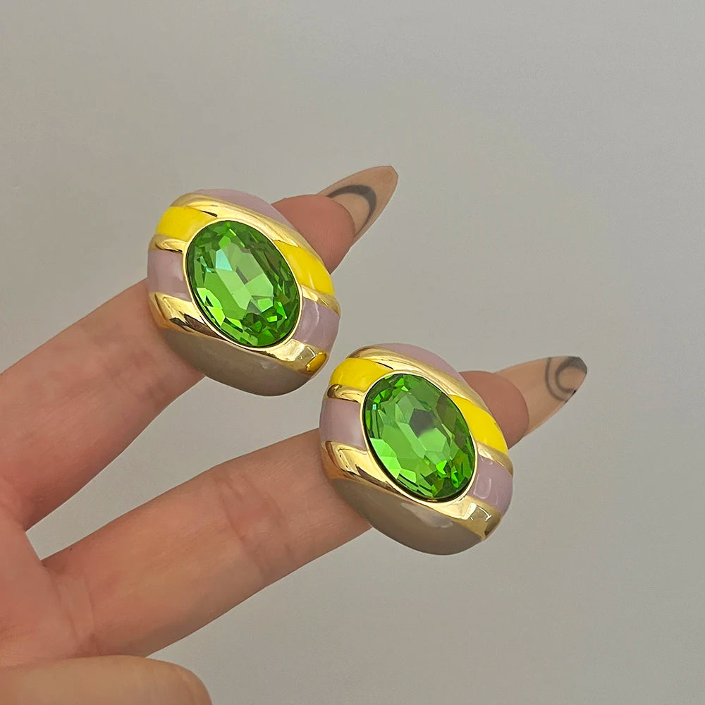 Lucia Gole: Vintage Oval Shape Rhinestone Earrings - Lucia Gole