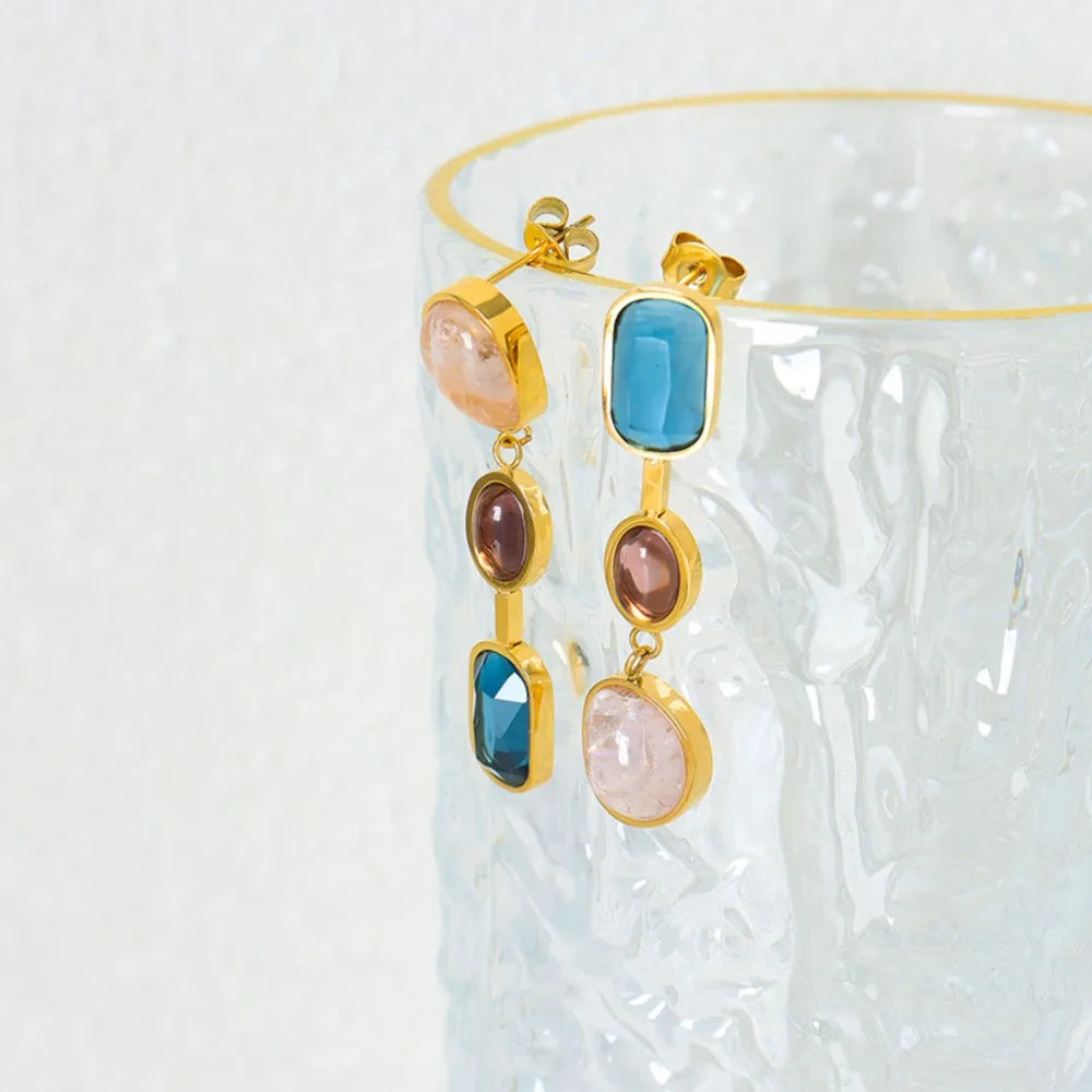 Lucia Gole - Multi Shape And Color Glass Stone Crystal Dangle Earrings