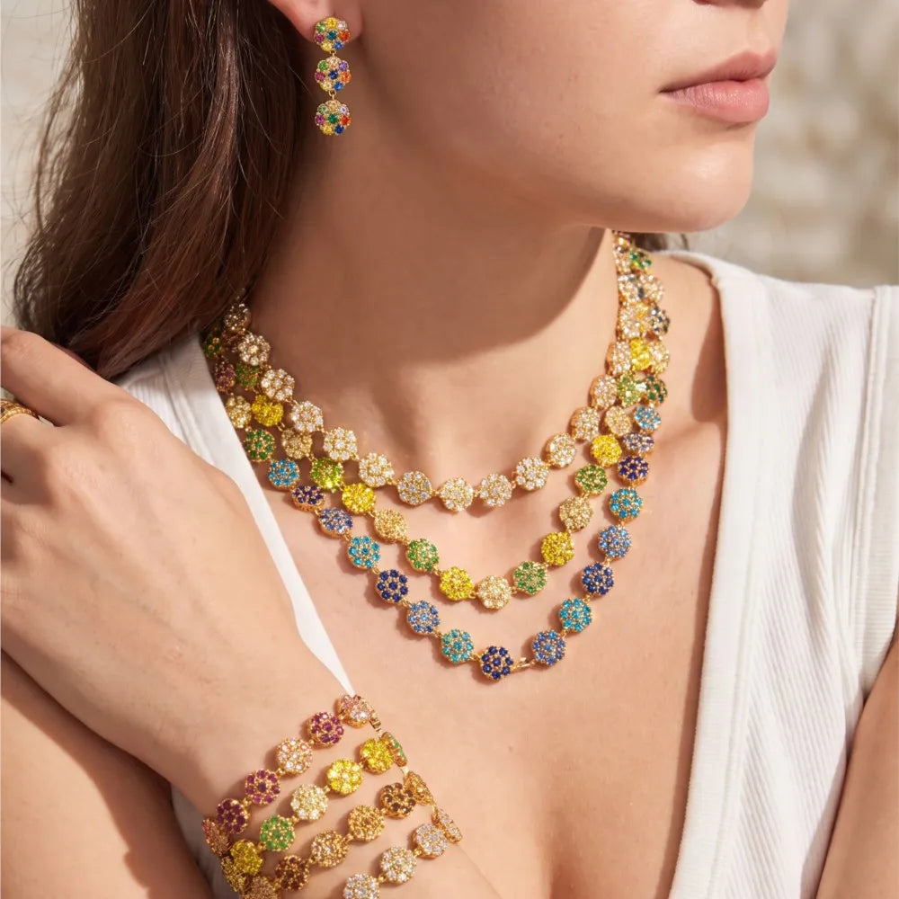 Lucia Gole Multicolour Crystal Flower Jewellery Set