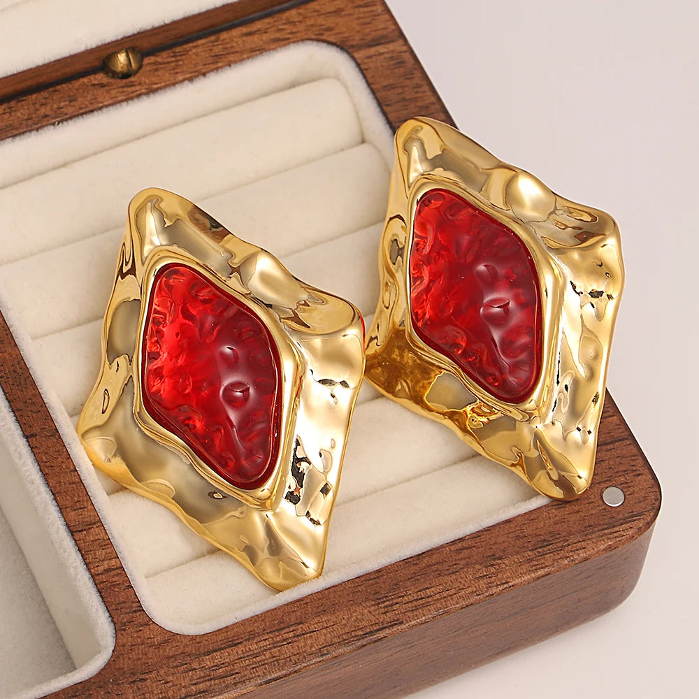 Lucia Gole: Vintage Rhombic Rhinestone Stud Earrings - Lucia Gole