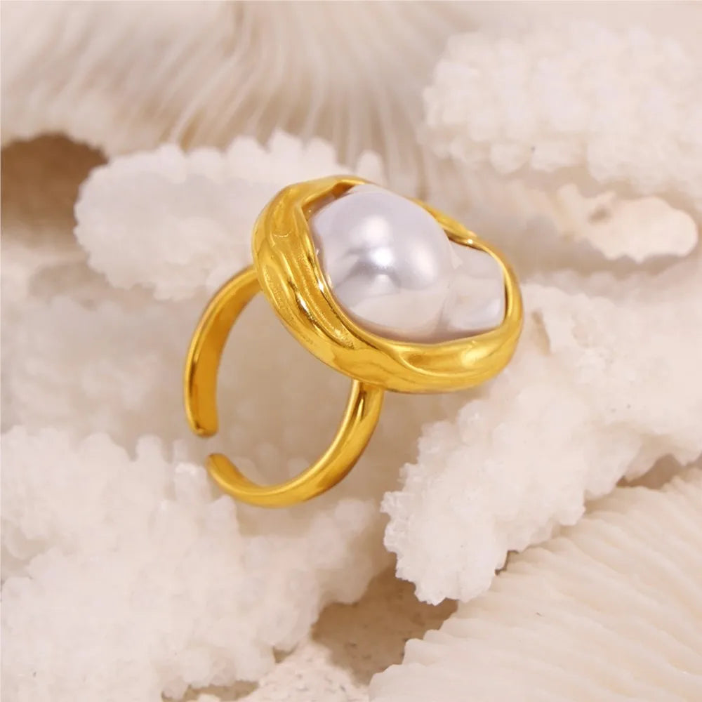 Lucia Gole - Baroque Pearl Stainless Steel Rings