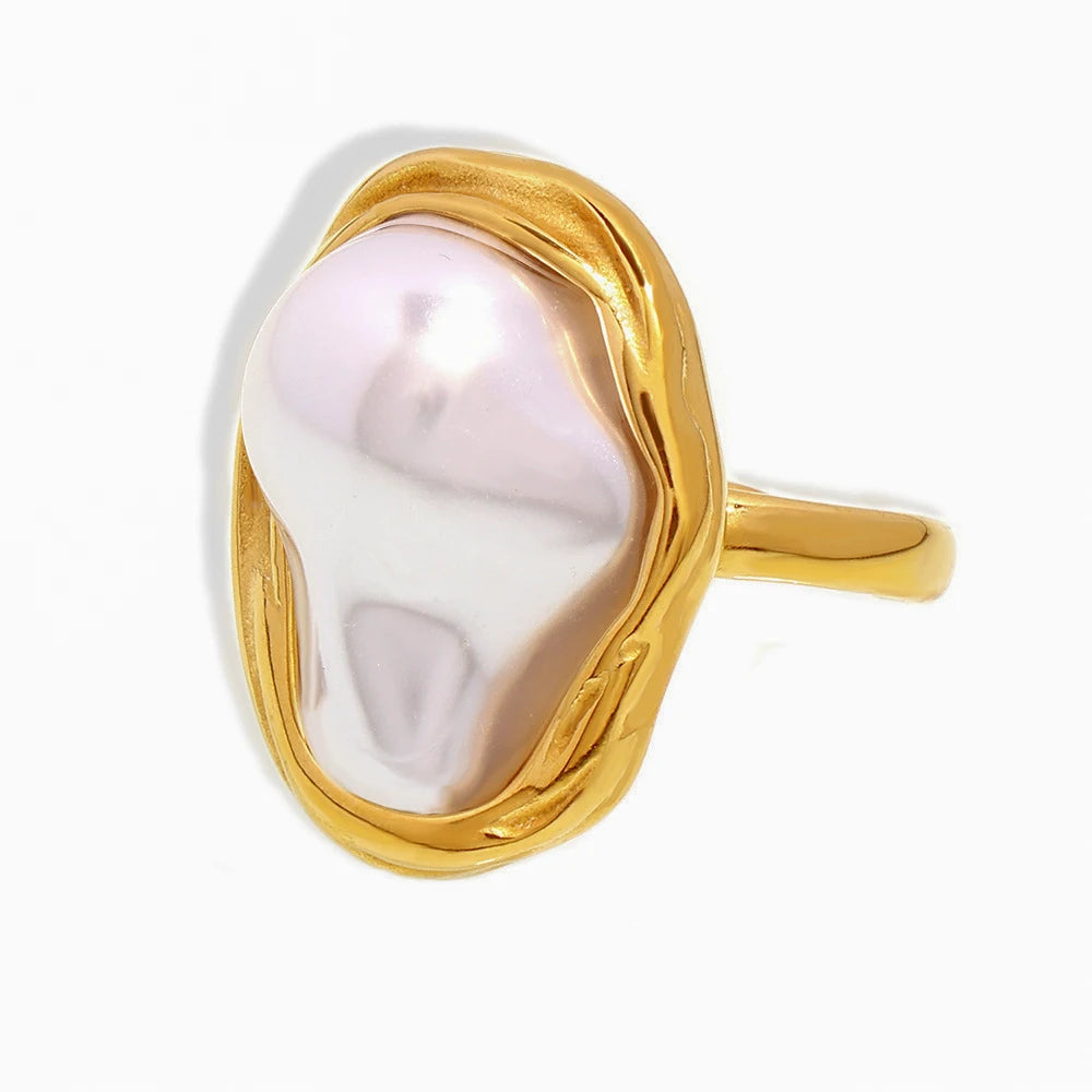 Lucia Gole - Baroque Pearl Stainless Steel Rings