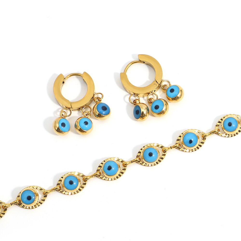 Lucia Gole: Turkish Evil Eye Collar Necklace & Earrings Set - Lucia Gole