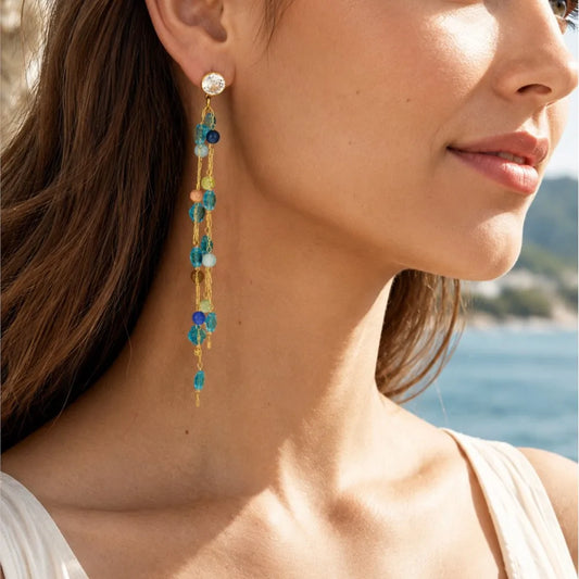 Lucia Gole - Blue Beaded Drop Earrings