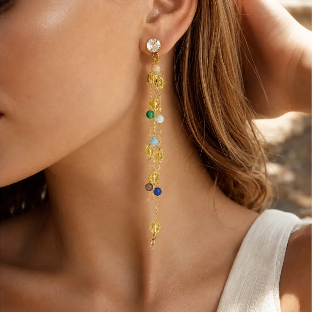 Lucia Gole - Blue Beaded Drop Earrings