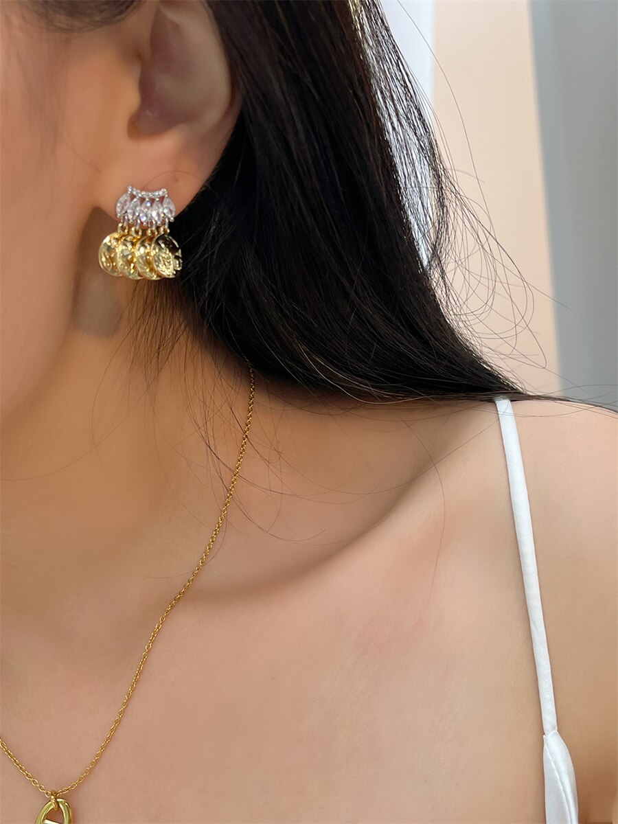 Lucia Gole: Coins Tassel Dangle Drop Earrings - Lucia Gole