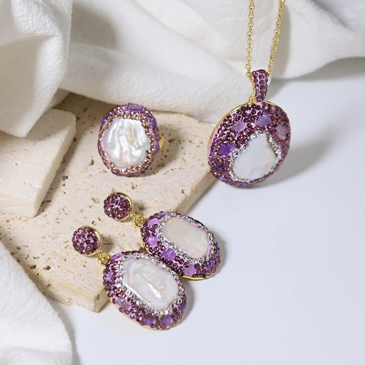 Lucia Gole - Baroque Pearl & Amethyst Jewelry Set