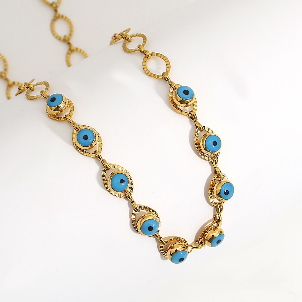 Lucia Gole: Turkish Evil Eye Collar Necklace & Earrings Set - Lucia Gole