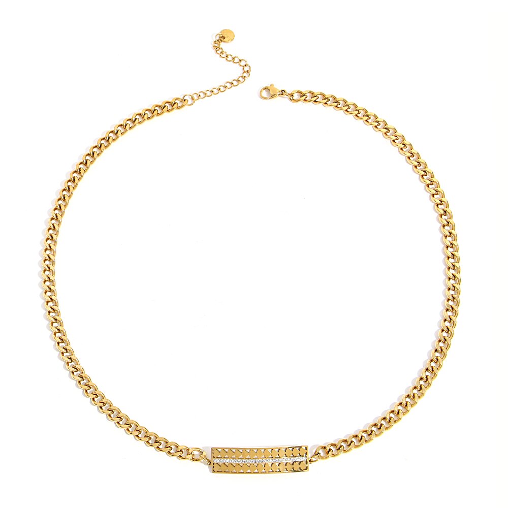 Lucia Gole: Hollow Crystal Rectangle Pendant Choker Necklace - Lucia Gole