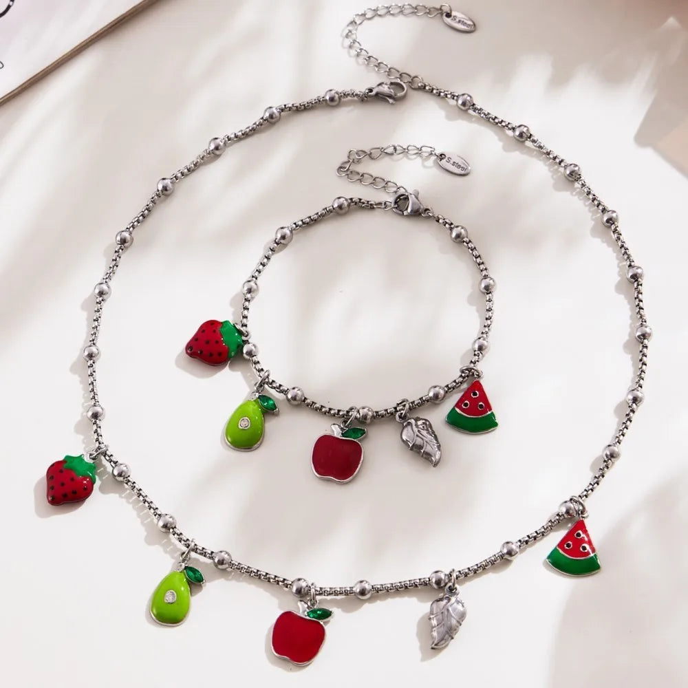 Lucia Gole - Fruit Charm Gold Necklace & Bracelet Set