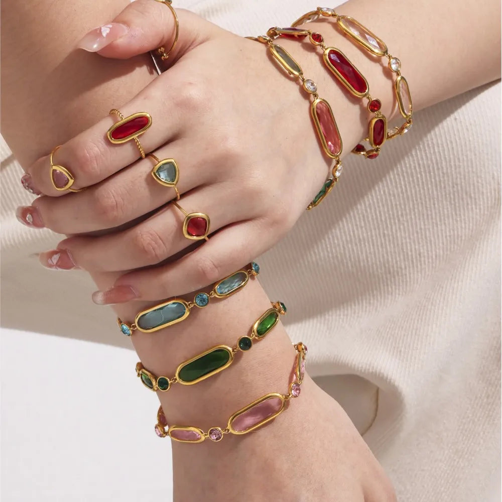 Lucia Gole - Multi-Color Faceted Czech Crystal Glass Bracelet