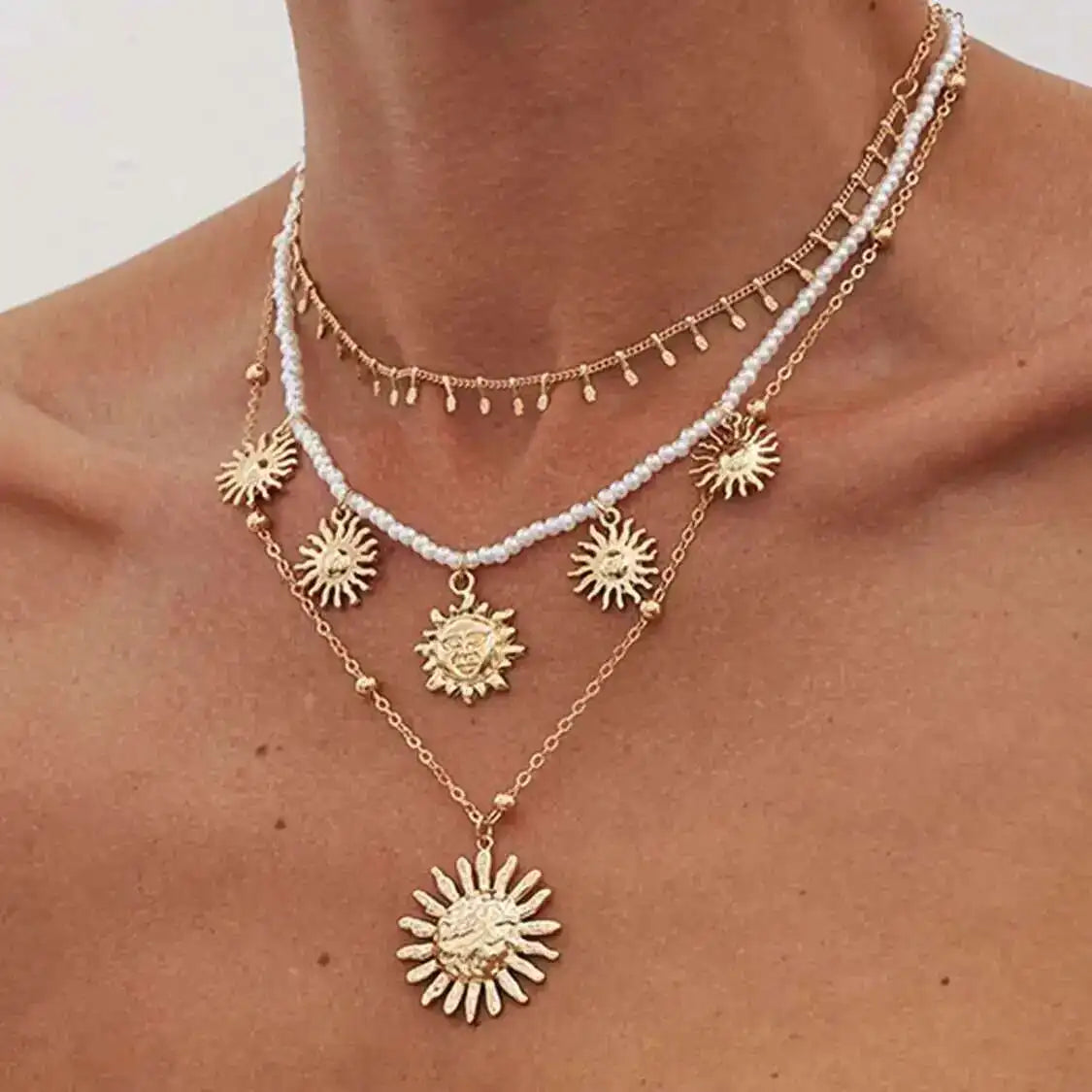 Lucia Gole – Gold Spiral & Sun Pendant Necklace