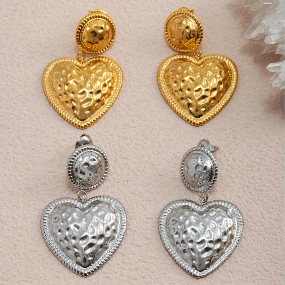 Lucia Gole Two-Tone Hammered Heart Drop Earrings