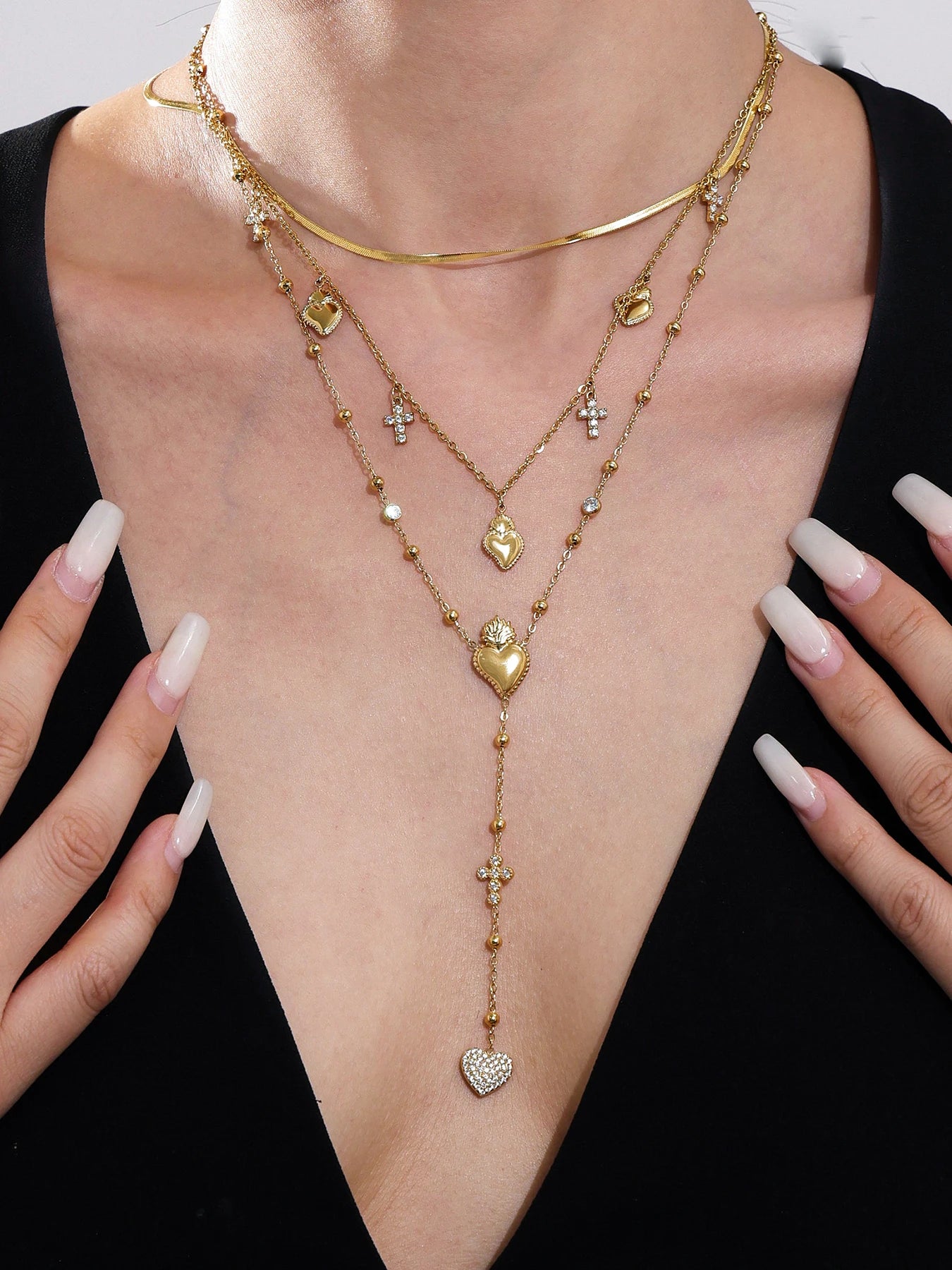 Lucia Gole Layered Sacred Heart Necklace Se