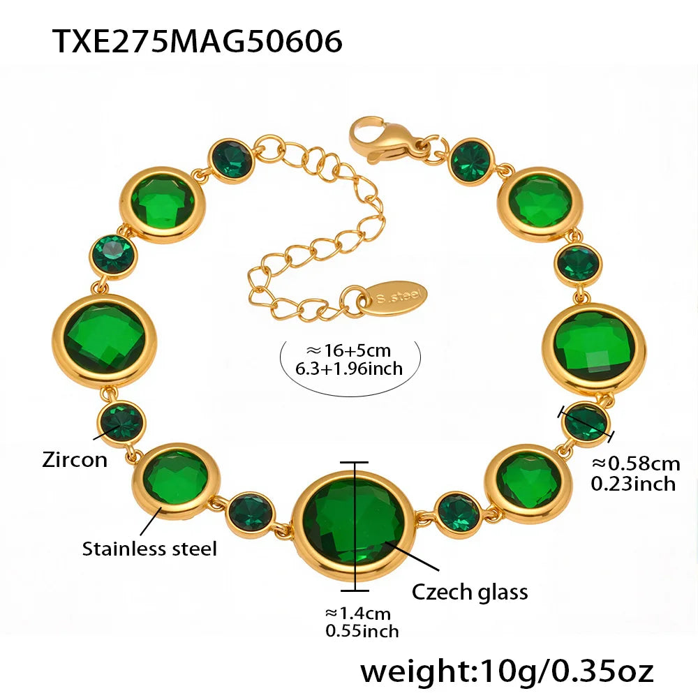 Lucia Gole Oval Czech Crystal Bracelet – 18K Gold Plated Stainless Steel Luxury Jewelry