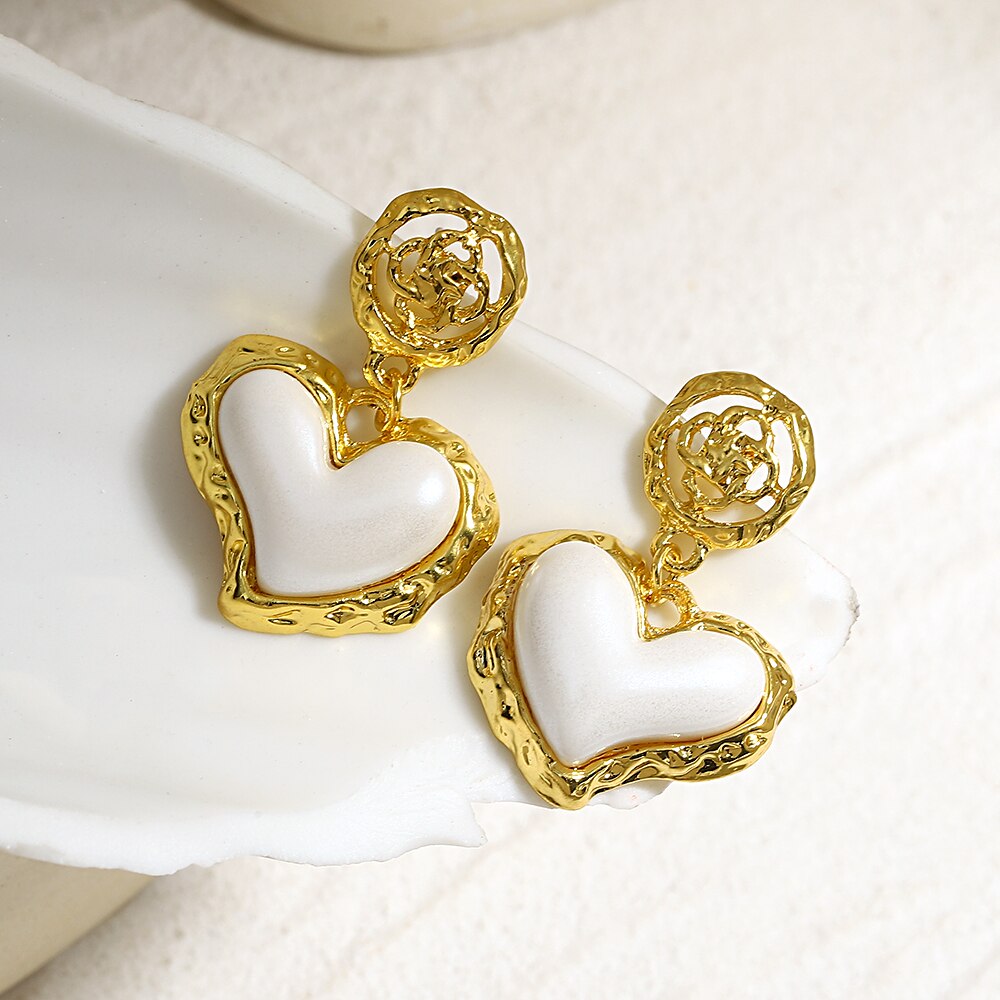 Lucia Gole White Heart Shape Metal Earrings - Lucia Gole