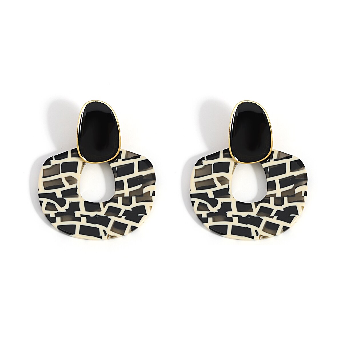 Lucia Gole Black Enamel Cracked Pattern Earrings - Lucia Gole