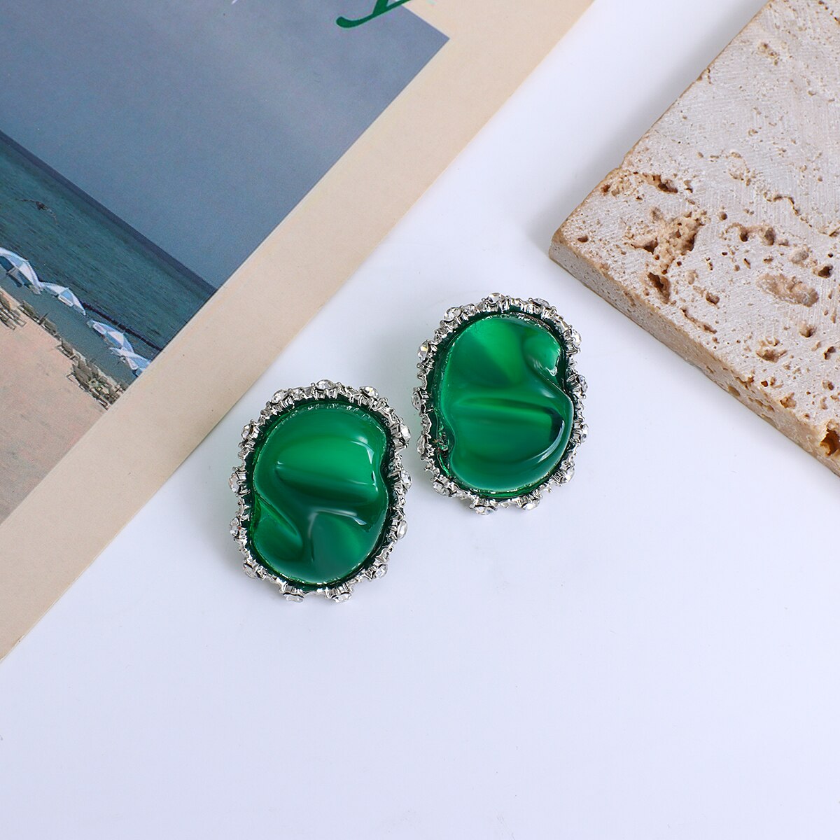 Lucia Gole Green Acrylic Crystal Earrings - Lucia Gole