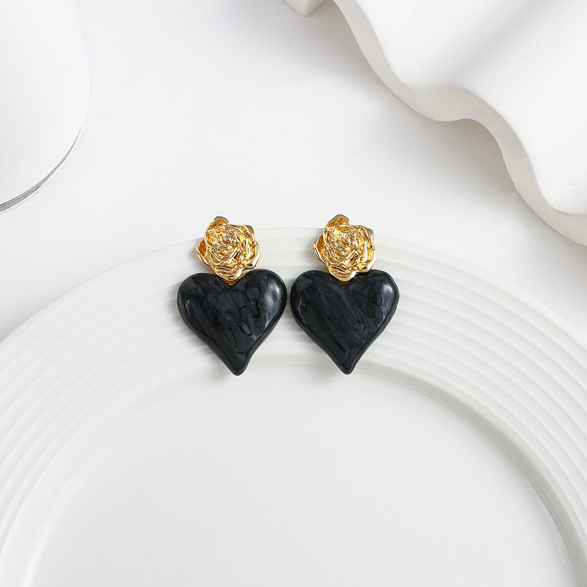 Lucia Gole Rose & Heart Drop Earrings - Lucia Gole