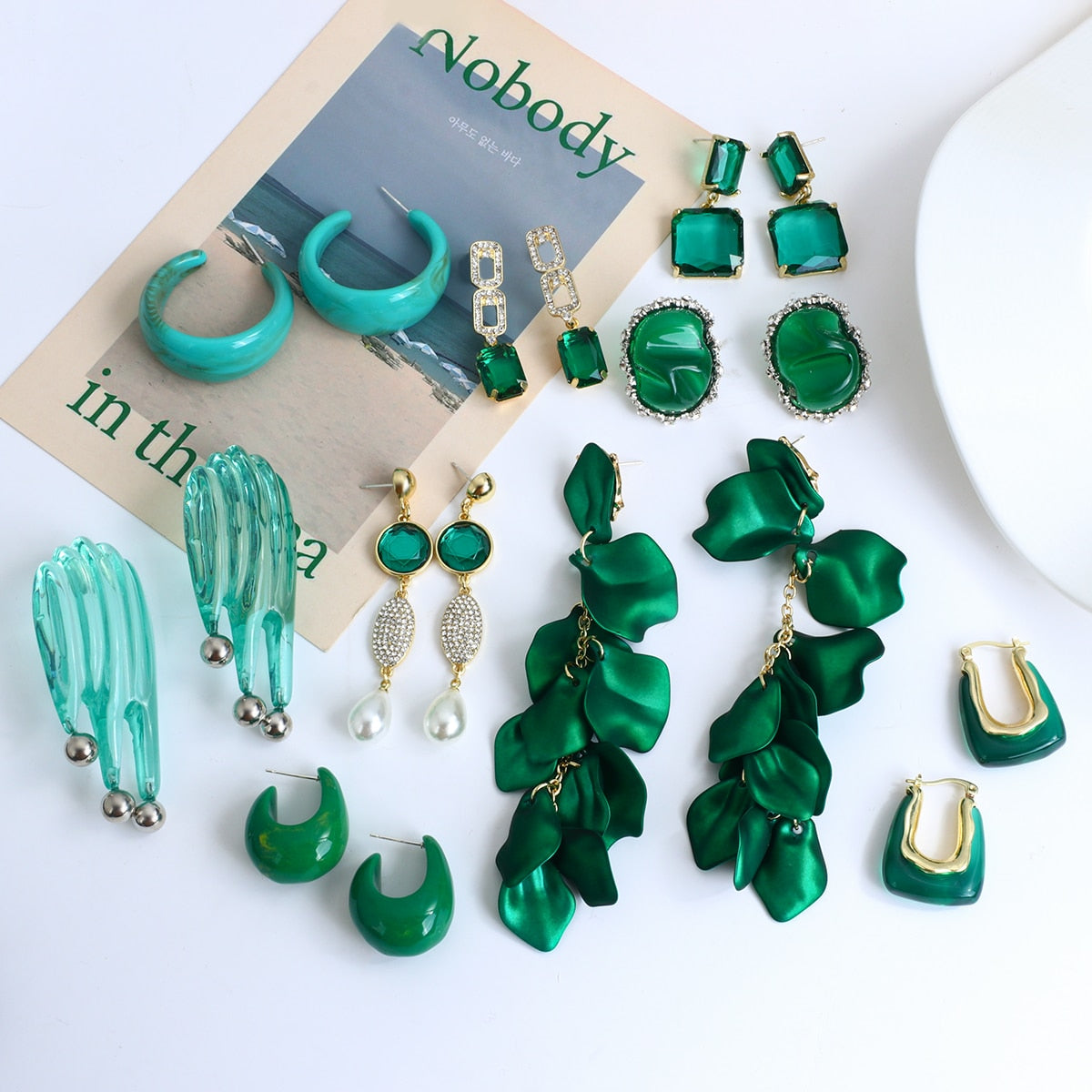 Lucia Gole Green Acrylic Crystal Earrings - Lucia Gole