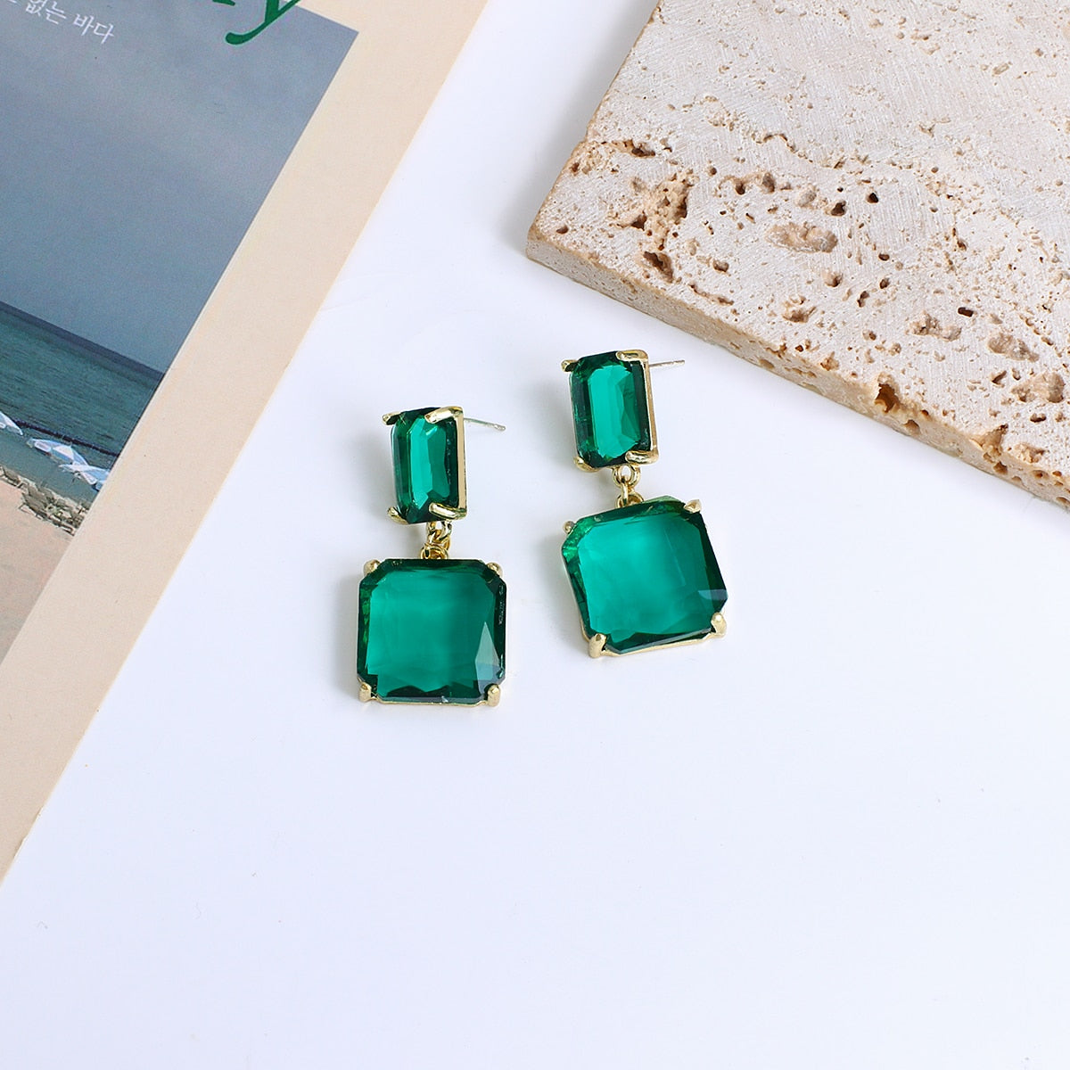 Lucia Gole Green Acrylic Crystal Earrings - Lucia Gole