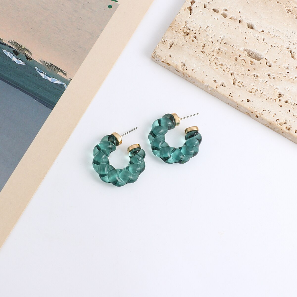 Lucia Gole Green Acrylic Crystal Earrings - Lucia Gole