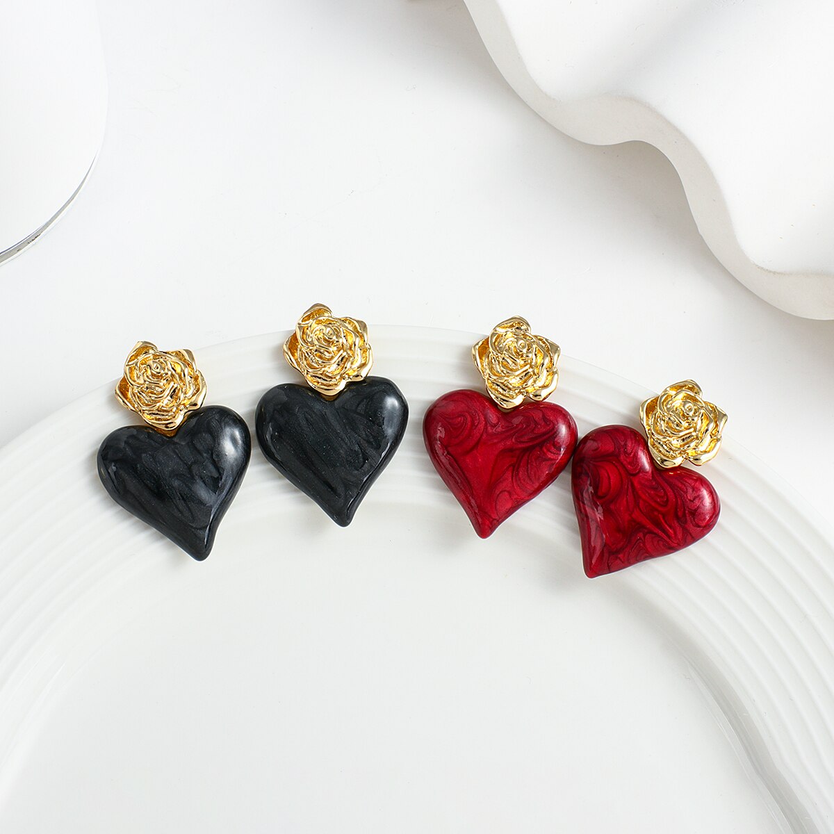 Lucia Gole Rose & Heart Drop Earrings - Lucia Gole