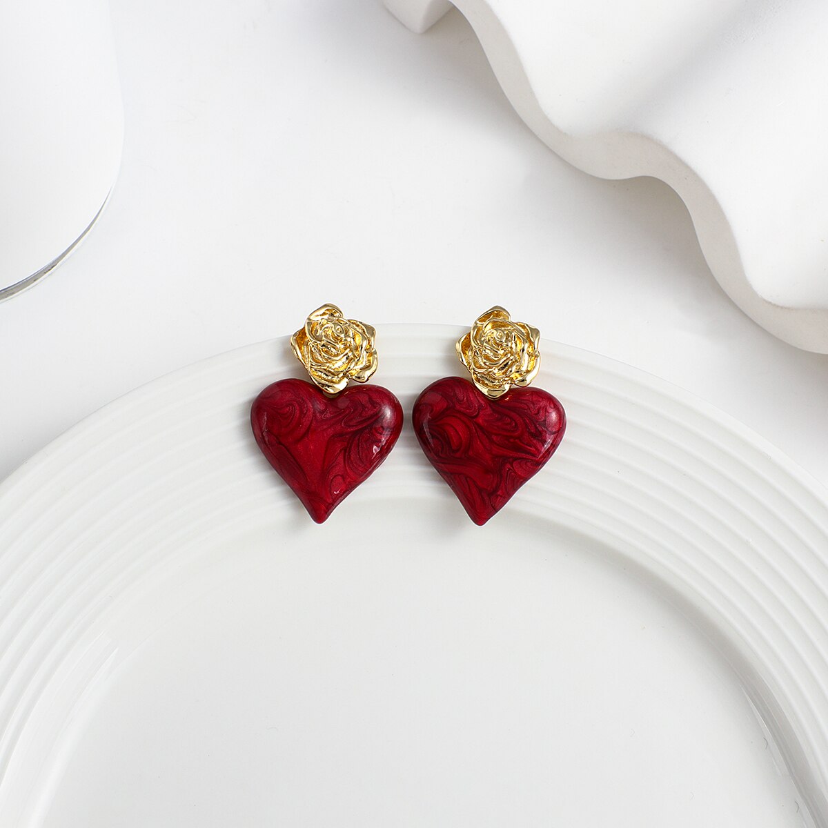 Lucia Gole Rose & Heart Drop Earrings - Lucia Gole