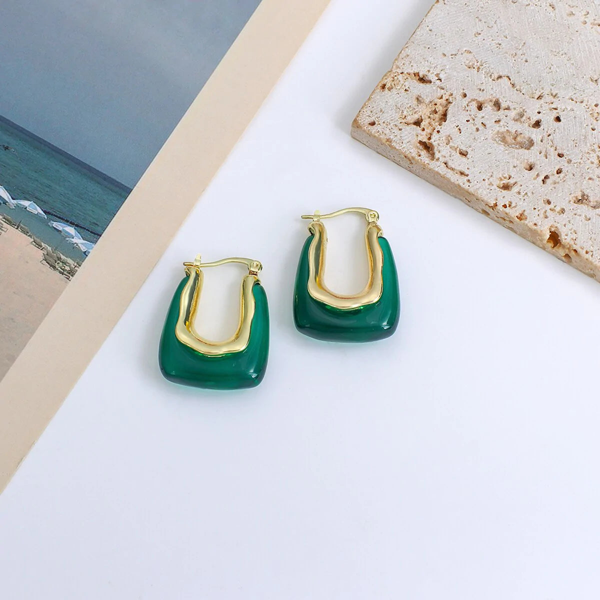 Lucia Gole Green Hallow Square Earrings - Lucia Gole